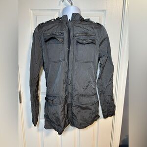 Black lightweight zip-up jacket with hood by Marc Anthony -men’s small